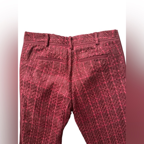 TORY BURCH Women’s Cropped Burgundy Tweed/Wool Blend Pants - Picture 7 of 7
